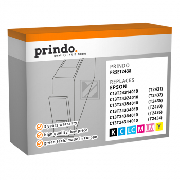 Prindo Tintenpatrone y, c light, m light, m, bk, c HC (PRSET2438) ersetzt T2438