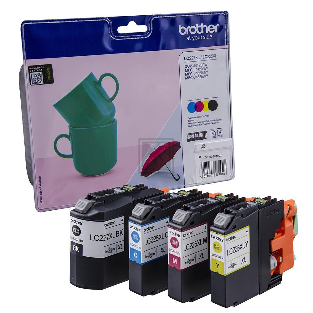 Brother Tintenpatrone gelb, magenta, schwarz, cyan (LC-227XLVALBPDR, LC-225XL, L