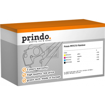 Prindo Toner-Kit y, m, bk, c (PRTC731 Rainbow) ersetzt 731Y, 731M, 731C, 731