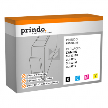Prindo Tintenpatrone y, m, bk, c (PRSCCLI521) ersetzt CLI-521BK