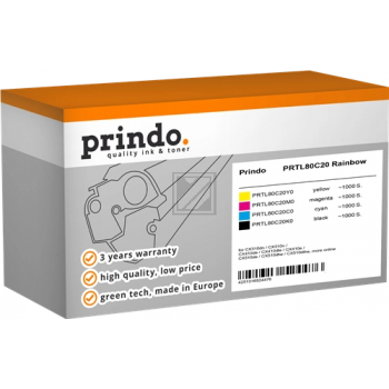 Prindo Toner-Kit y, m, bk, c (PRTL80C20 Rainbow) ersetzt 802K, 802C, 802M, 802Y