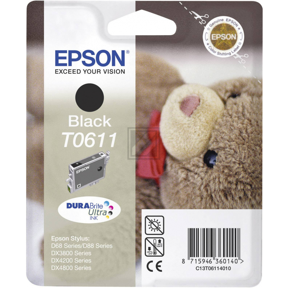 Epson Tintenpatrone bk (C13T06114010, T0611)