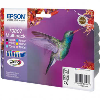 Epson Tintenpatrone gelb, cyan light, magenta light, magenta, schwarz, cyan (C13T08074011, T0807)