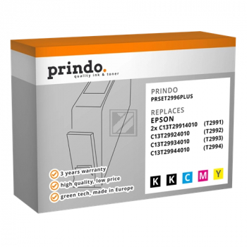 Prindo Tintenpatrone y, m, 2 x bk, c HC (PRSET2996Plus) ersetzt T2996