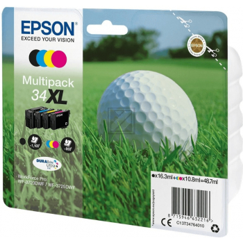 Epson Tintenpatrone gelb, magenta, schwarz, cyan HC (C13T34764010, T3476)