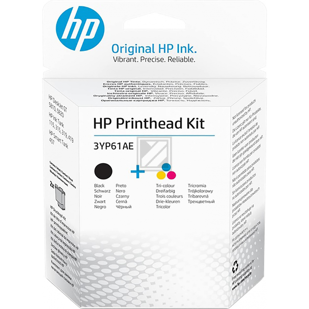 HP Tintendruckkopf cyan/magenta/gelb, schwarz (3YP61AE)