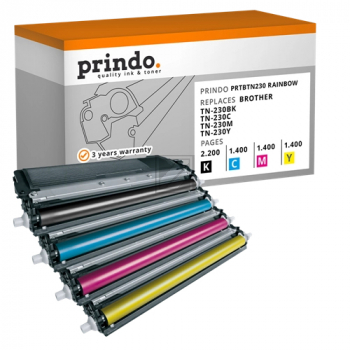 Prindo Toner-Kit y, m, bk, c (PRTBTN230 Rainbow) ersetzt TN-230BK, TN-230C, TN-230M, TN-230Y