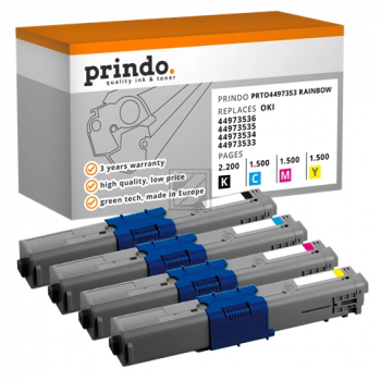 Prindo Toner-Kit y, m, bk, c (PRTO4497353 Rainbow) ersetzt 44973536, 44973535, 44973534, 44973533