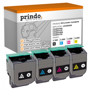 Prindo Toner-Kartusche y, m, bk, c HC (PRTLC540H1 Rainbow) ersetzt C540H1KG, C540H1CG, C540H1MG, C540H1YG