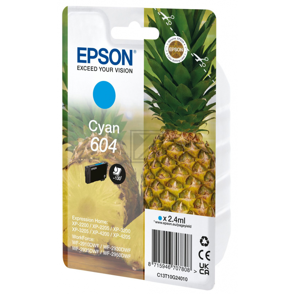 Epson Tintenpatrone cyan SC (C13T10G24010, 604)
