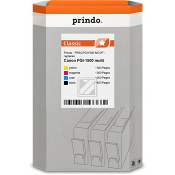 Prindo Tintenpatrone  y, m, bk, c (PRSCPGI1500 MCVP) ersetzt PGI-1500BK, PGI-1500C, PGI-1500M, PGI-1500Y