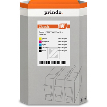 Prindo Tintenpatrone  y, m, 2 x bk, bk, c HC (PRSET3357Plus) ersetzt T3351, T3362, T3363, T3364